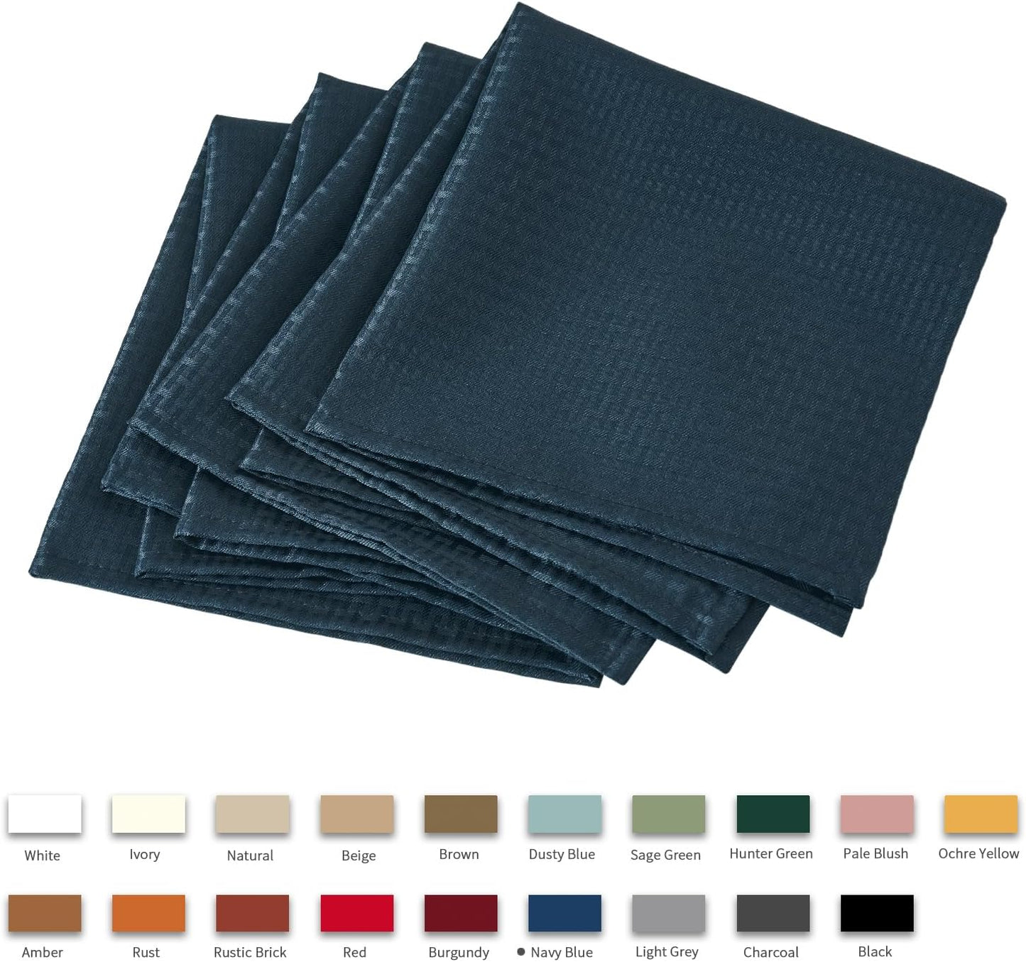 maxmill Cloth Napkins Weaved Texture Pattern Soft Comfortable and Luxury Serviette for Restaurant Family Dinners Weddings Parties and Banquets Set of 4 Pieces, 20 x 20 Inch Navy Blue