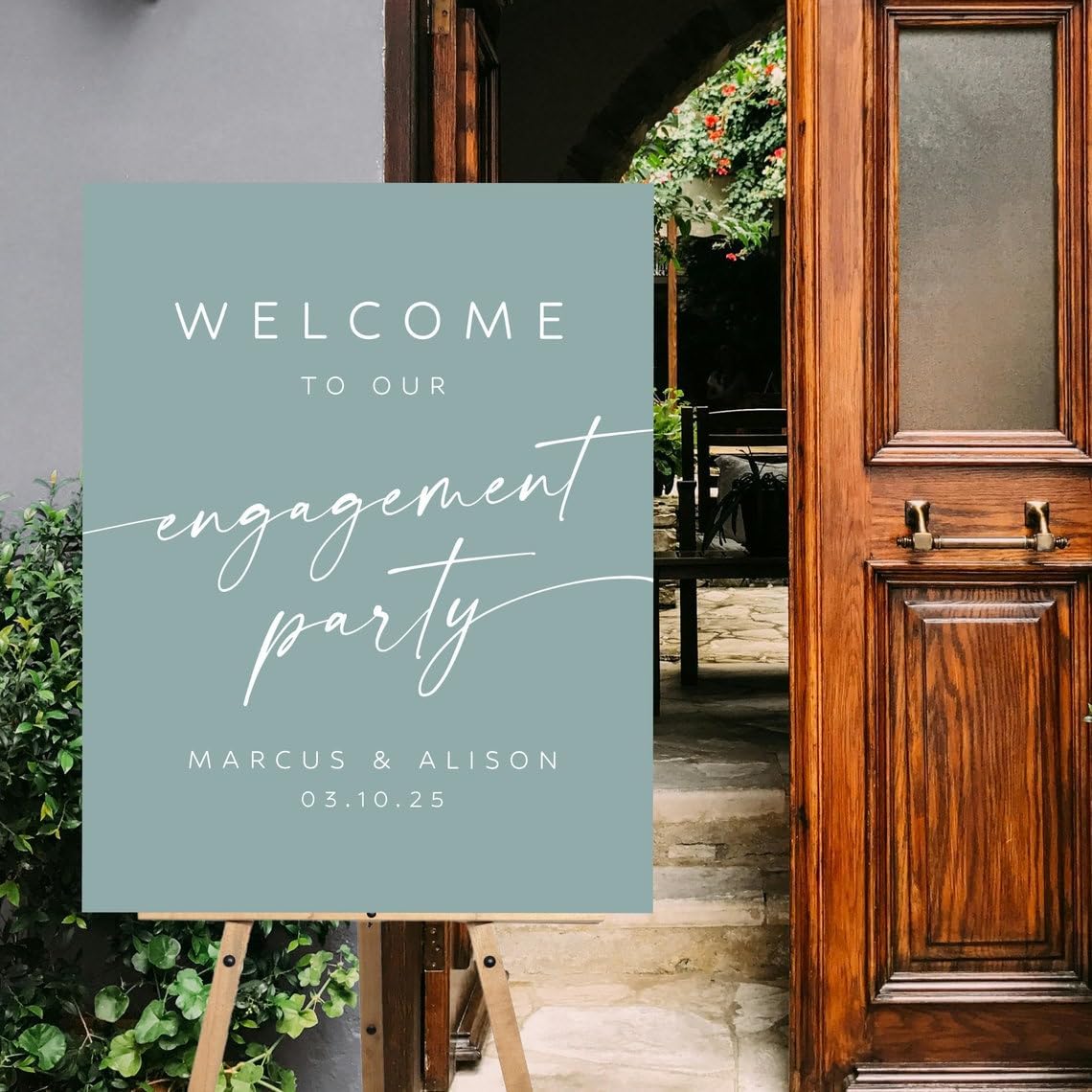 Engagement Party Welcome Sign, Custom Color Engagement Sign, Modern Minimalist Wedding Sign #4