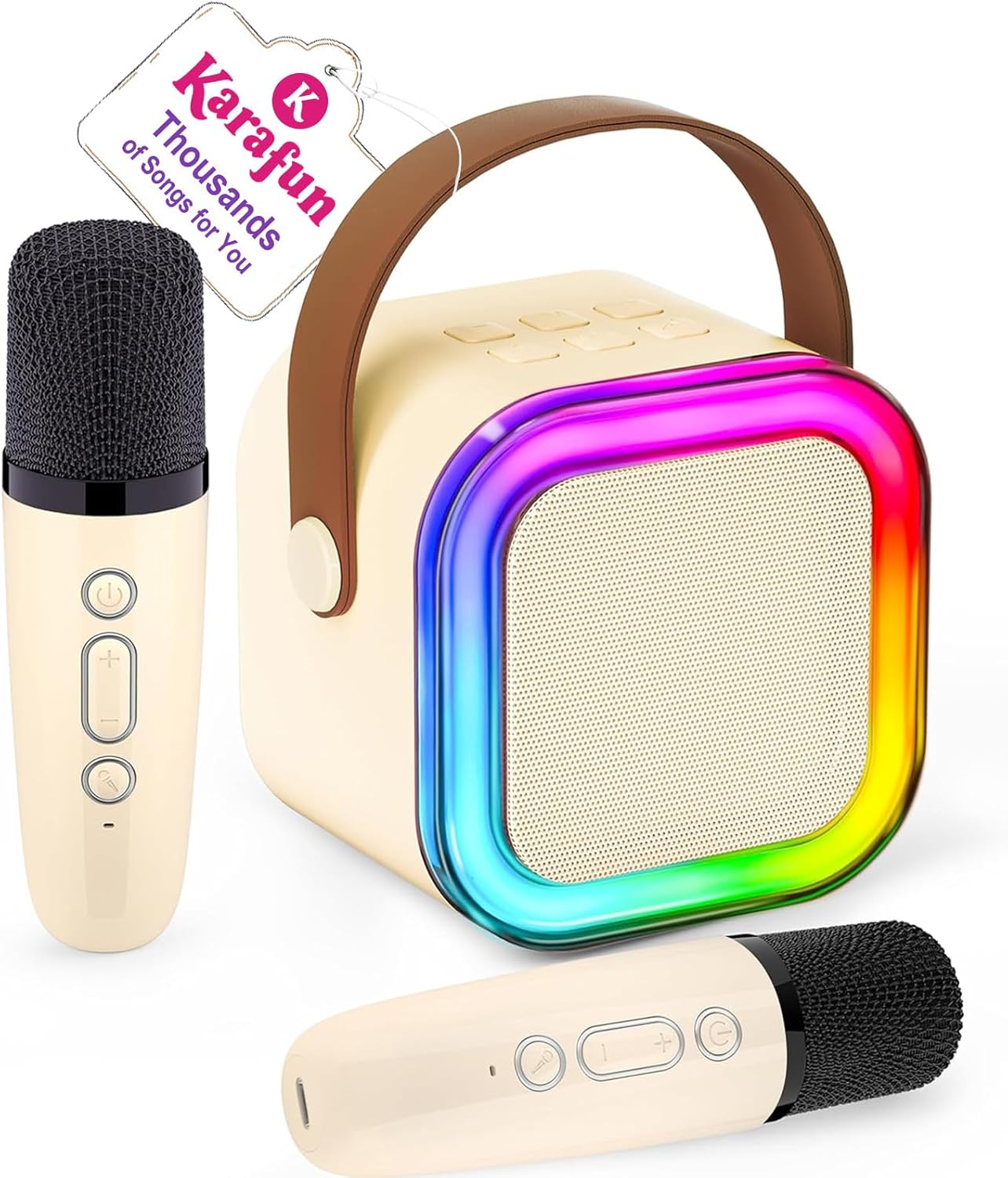 Mini Karaoke Machine for Kids, 2025 TOP Toys Christmas Birthday Gifts Ideas for Girls Ages 4, 5, 6, 7, 8, 9, 10, 12+ Years Old, Portable MP3 Player with 2 Wireless Mics for Party