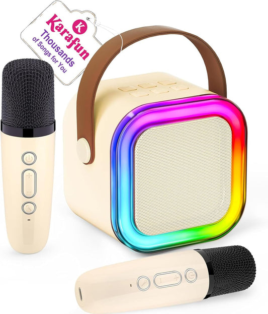Mini Karaoke Machine for Kids, 2025 TOP Toys Christmas Birthday Gifts Ideas for Girls Ages 4, 5, 6, 7, 8, 9, 10, 12+ Years Old, Portable MP3 Player with 2 Wireless Mics for Party