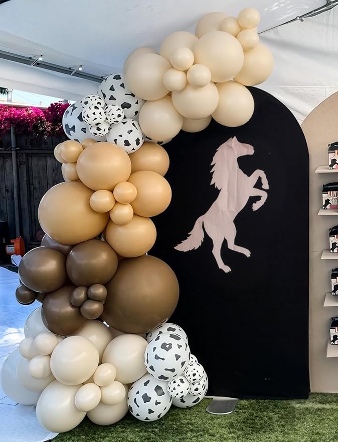 Brown Cow Print Balloons - 60Pcs Western Party Balloons, 12Inch Coffee Brown Beige Latex Balloons with Confetti for Cow Birthday, Baby Shower,Western Party, Farm Themed Cowboy Decor