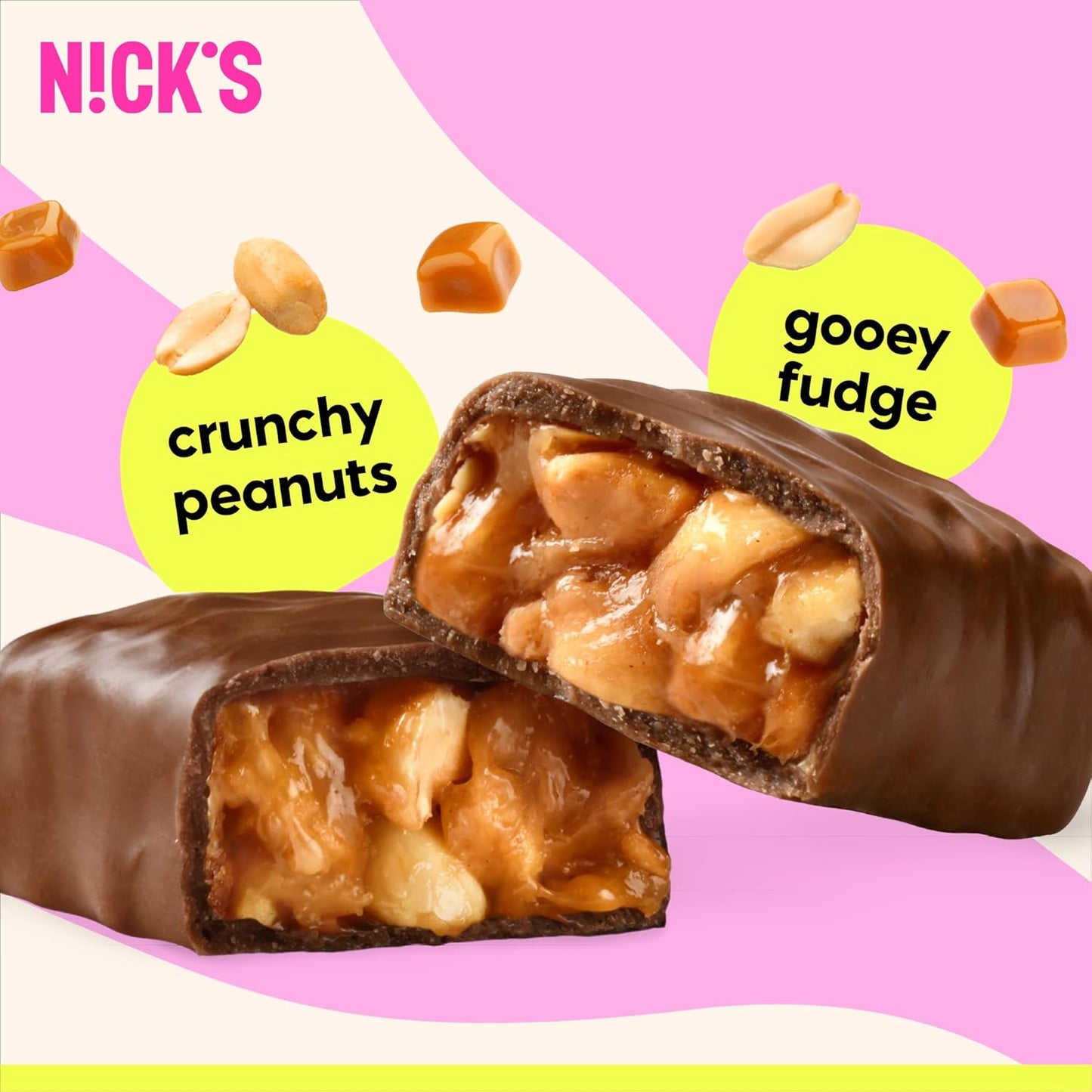 NICKS Peanuts n fudge Keto Chocolate Candy Bars No Added Sugar 180 Calories, 3.0 Net carbs, Gluten Free Sweets Low carb Candy Snack Bar (Multipack 15x40g)