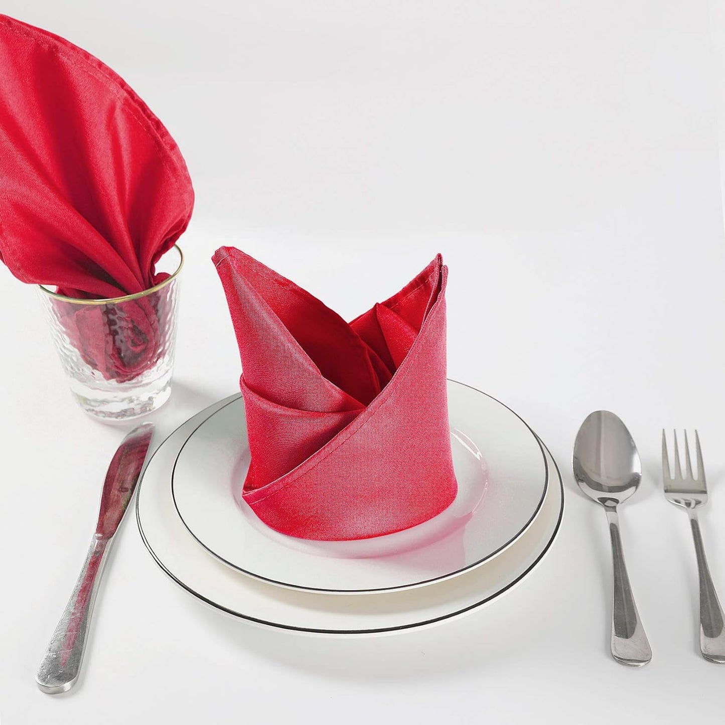 Cloth Napkins 20x20 inch Washable Polyester Dinner Napkins Soft Table Napkins for Wedding Party Dining Banquet(Red,12PCS)