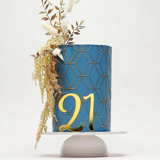 Large Acrylic Cake Numbers Topper, 3.5 inch 0-9 Numbers Happy Birthday Cake Topper Gold Acrylic Wedding Party Cupcake Toppers for Birthday Party Wedding Anniversary Decorations