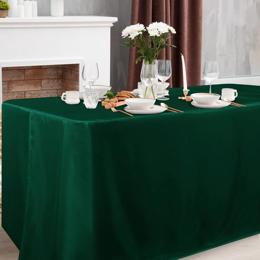 Obstal 2 Pack Blackish Green Table Cloths for 6 Foot Rectangle Tables - Water Resistant Washable Fabric Polyester Rectangle Table Cover Protector for Wedding, Banquet and Trade Shows