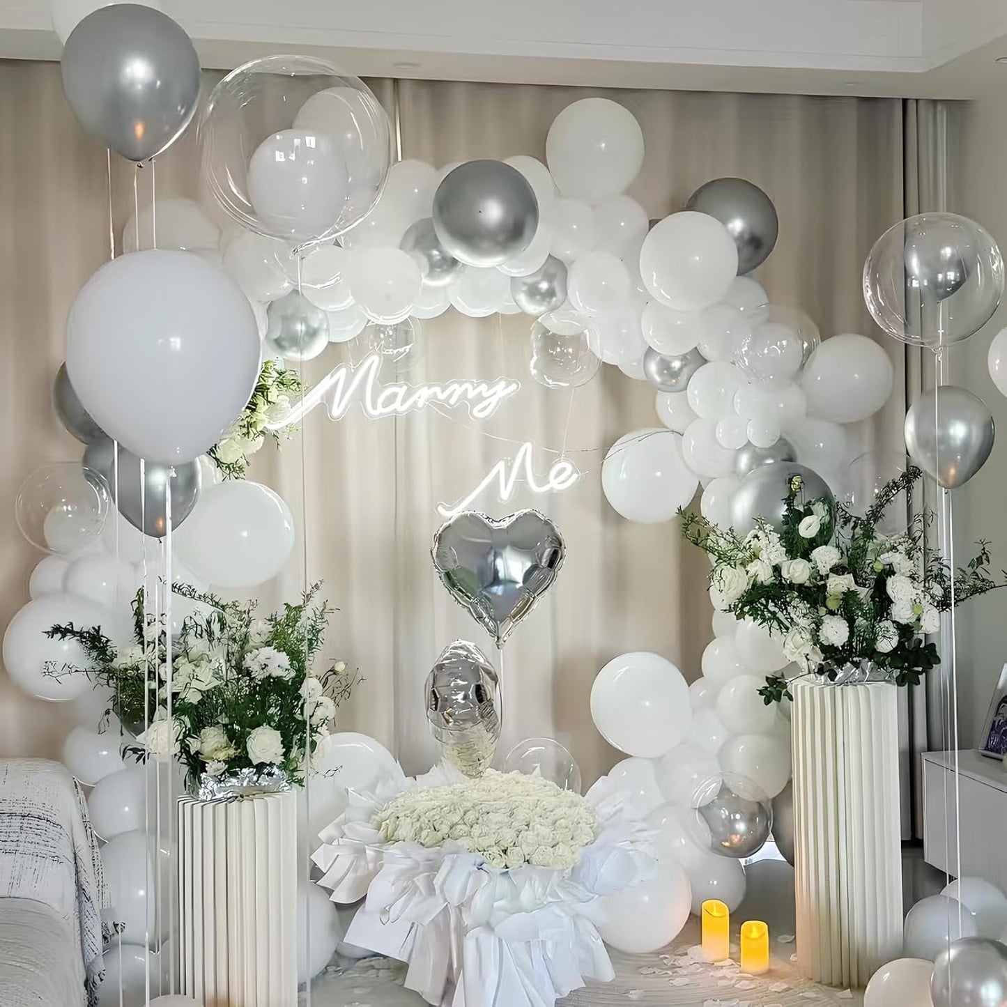 White Latex Balloons, 150pcs 5 inches Round Helium Balloons or White Themed Wedding Graduation Birthday Party Backdrop 4th of July Decorations Independence Day
