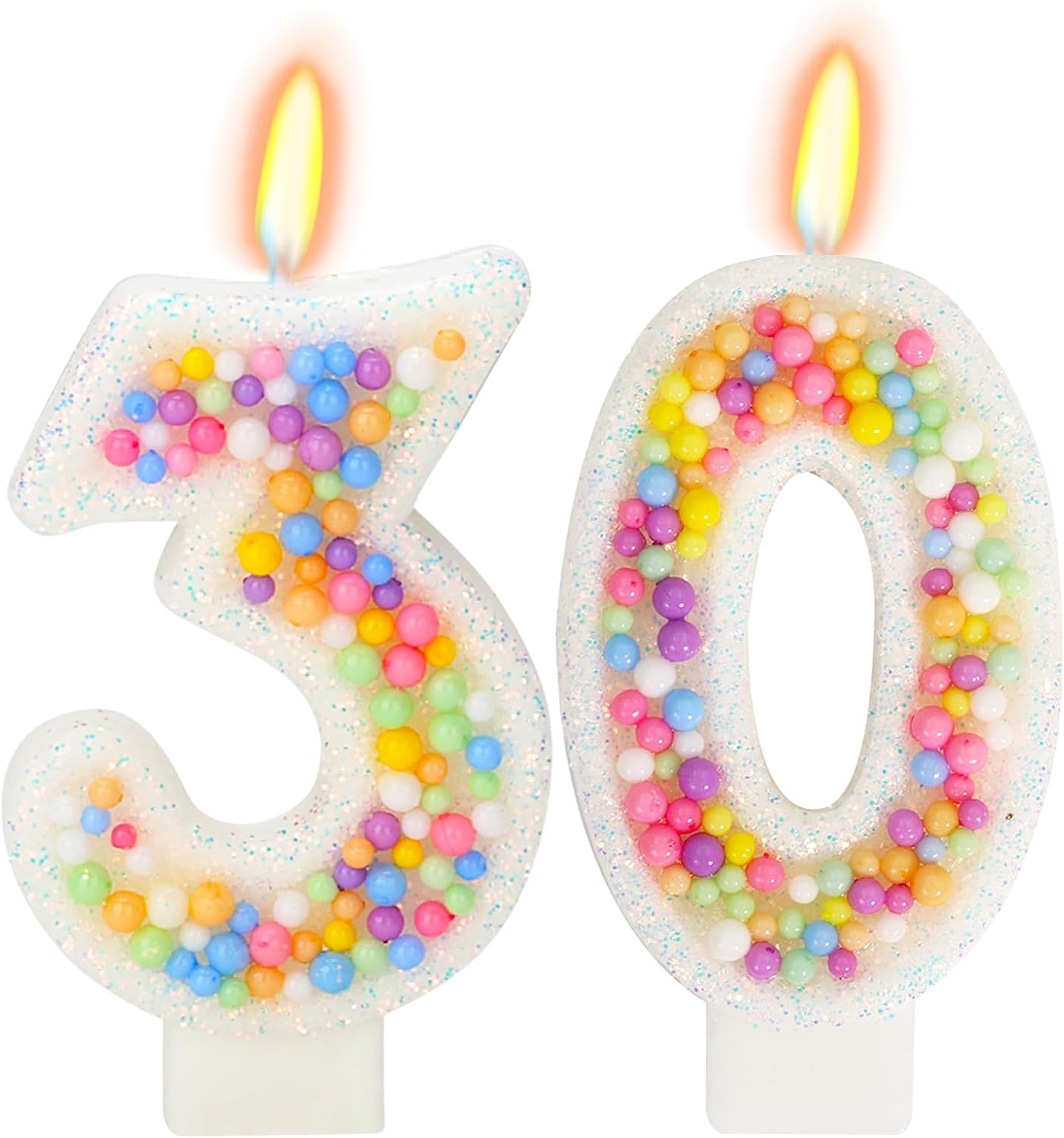 30th Birthday Candle for Cake, Colorful Macaron Numeral Candles for Women/Girl, Theme Birthday Party Cake Decorations, Cake Topper for Birthday Party Supplies (Number 30)