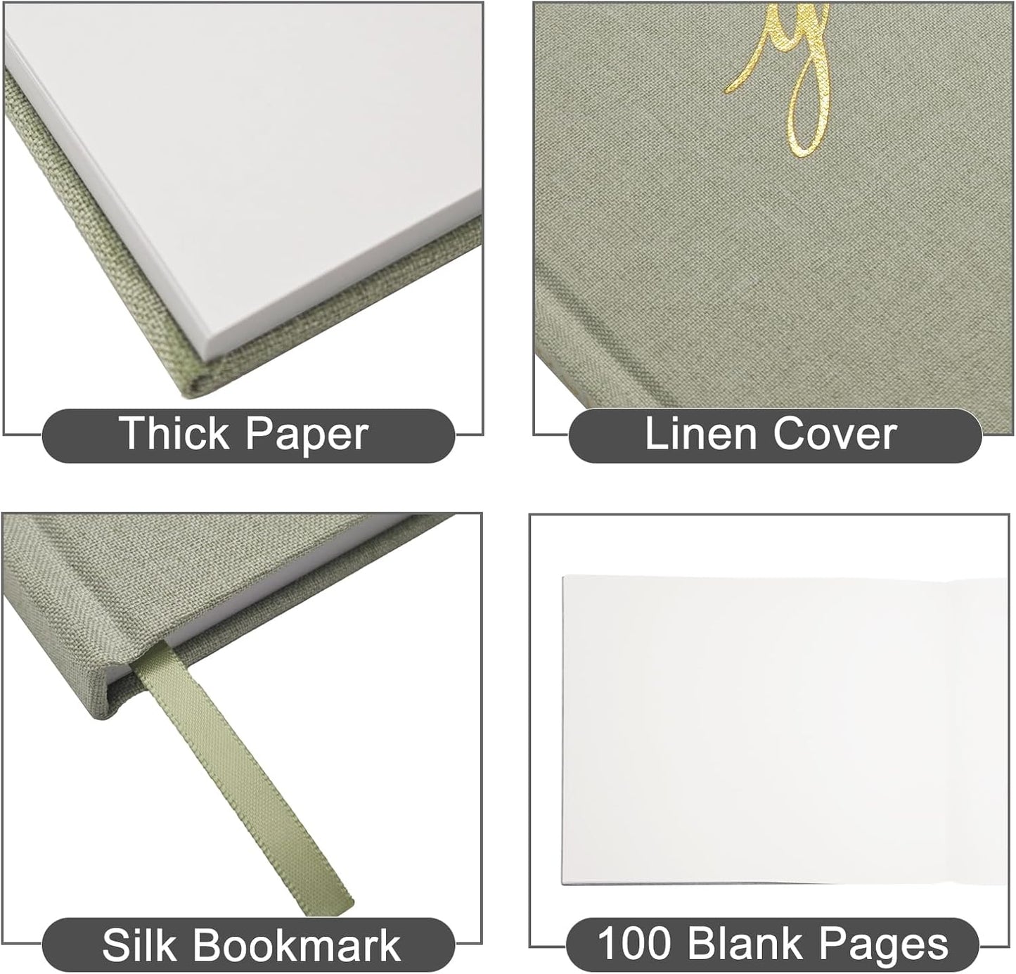 Personalized Wedding Guest Book-for Wedding Reception and Various Celebrations Including Birthday Parties, Anniversaries, Baby Showers-100 Blank Pages for Guest Signatures and Photo Displays (Sage)