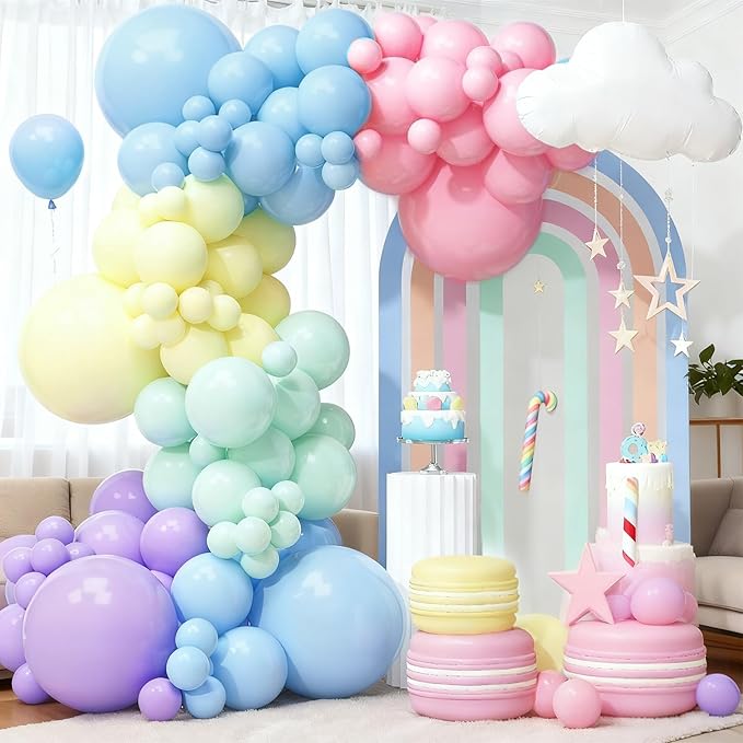 Patimate Pastel Balloons 100 Pack 12 Inch Round Macaron Color Balloons Latex Party Balloons for Birthday Baby Shower Rainbow Bridal Shower Wedding Easter Party Decorations