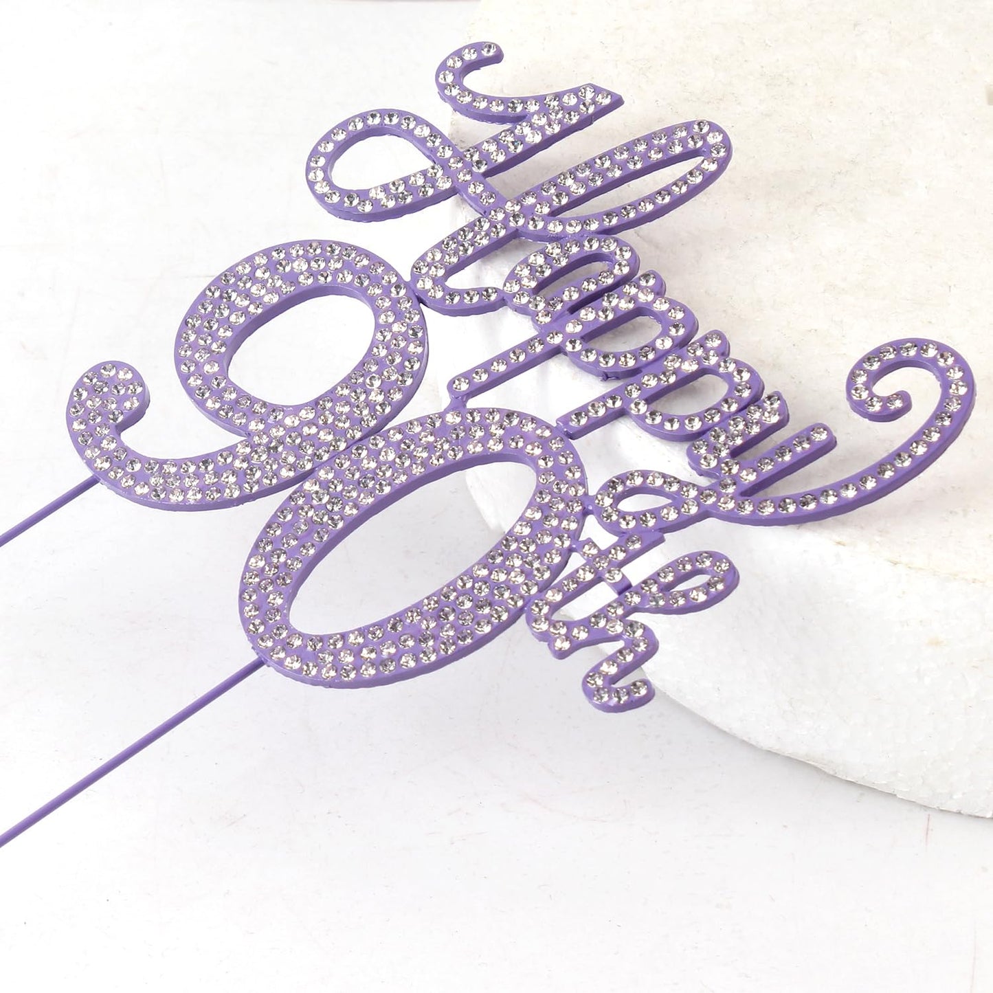 LASKYER Happy 90th Birthday Purple Rhinestone Cake Topper - 90th Birthday/Anniversary,Cheers to Ninety Years Old Bday Party Metal Sparkly Centerpieces Decorations.