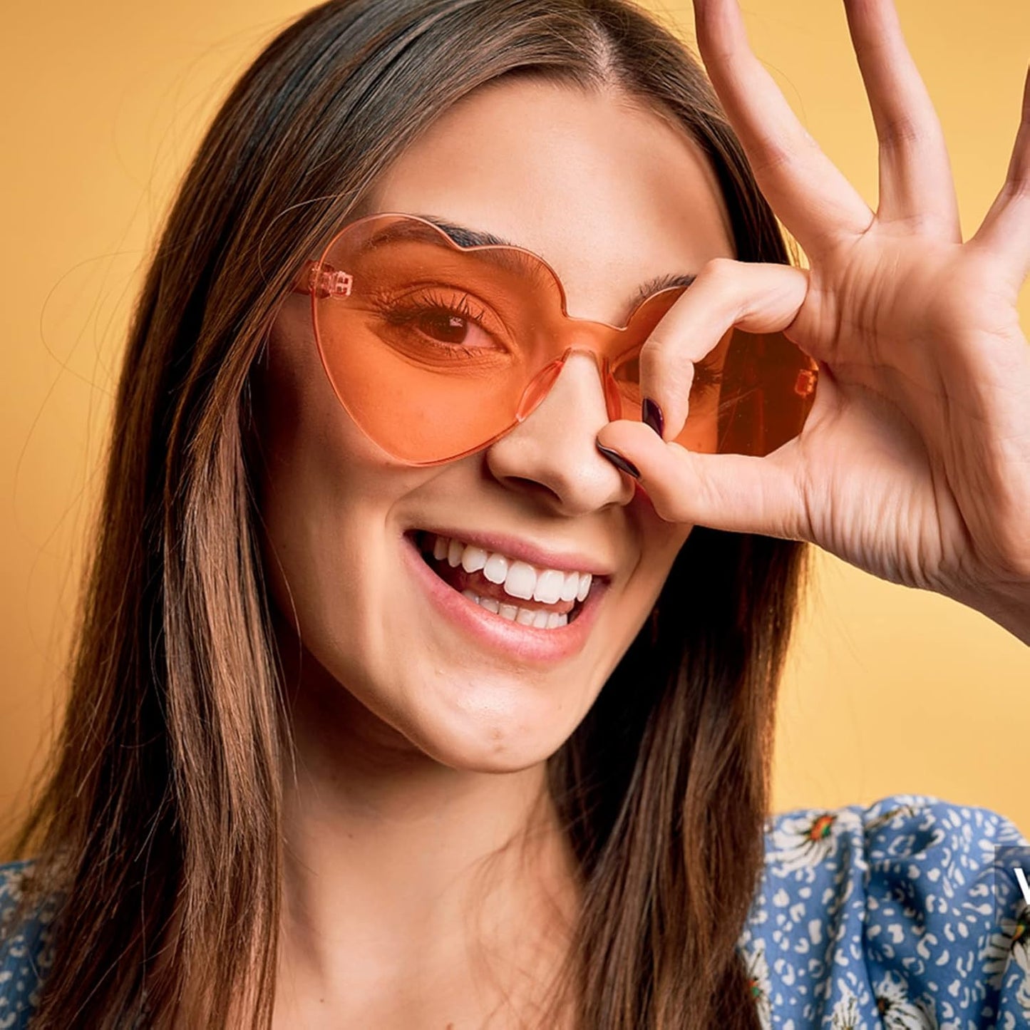18 Heart Shape Rimless Sunglasses Transparent Candy Color Party Glasses Colored Eyewear for Women
