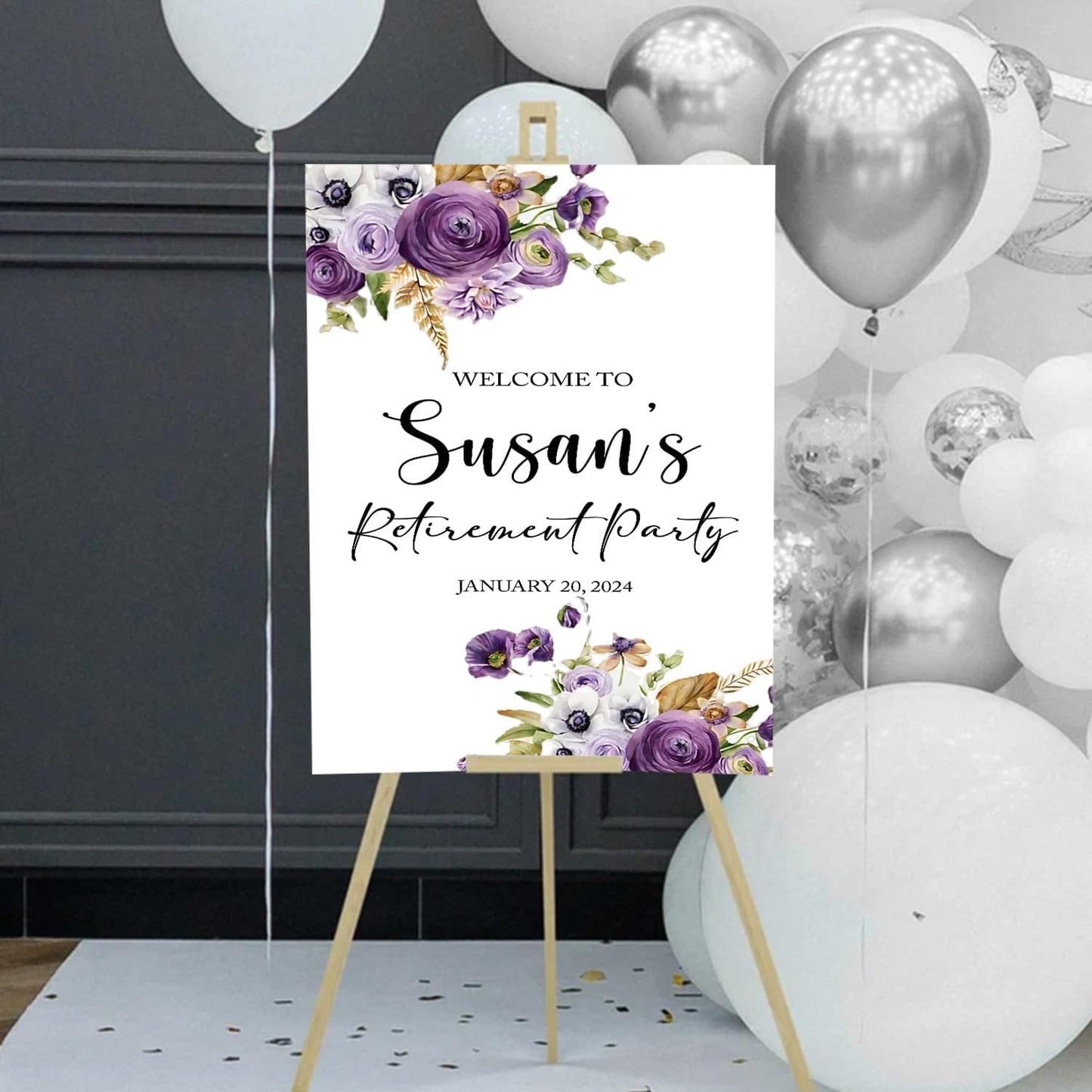 Purple Retirement Party Welcome Sign, Editable Retirement Party Welcome Sign, Retirement Luncheon Welcome Sign, Retirement Party Decor, Purple Retirement Decor, Retirement Outdoor Sign