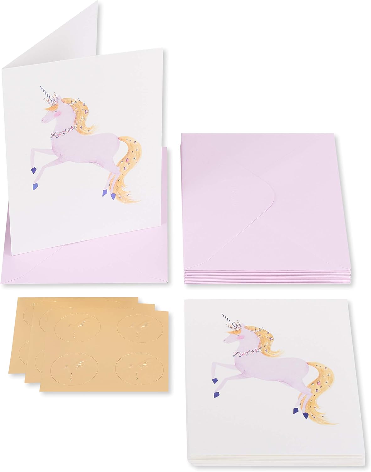 Papyrus Blank Cards with Envelopes, Sophisticated Unicorn (12-Count)