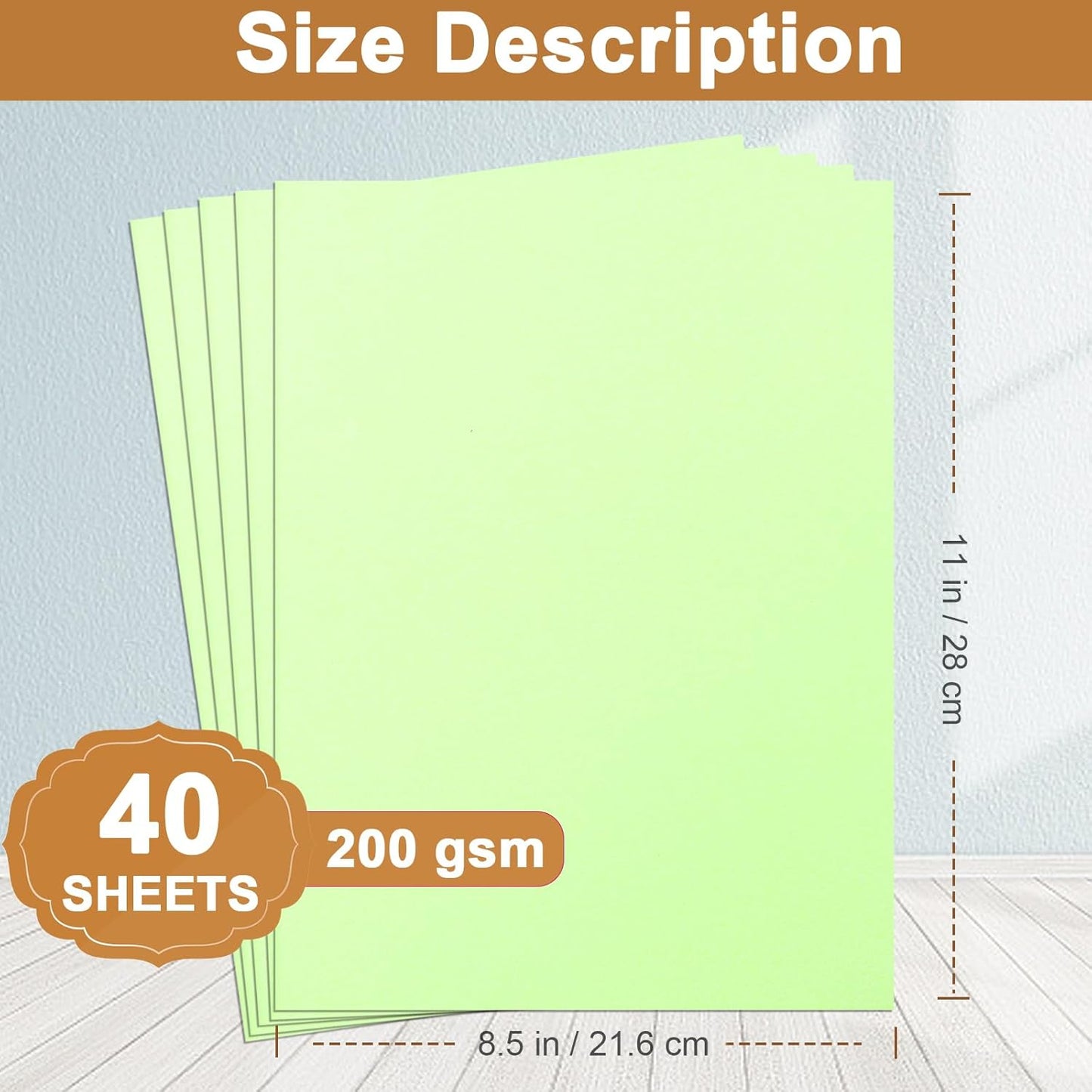 40 Sheets Light Green Cardstock 8.5 x 11 Craft Paper, 200gsm/75lb Heavyweight Paper Card Stock for Christmas, DIY Cards Making, Greeting Cards, Wedding Invitations