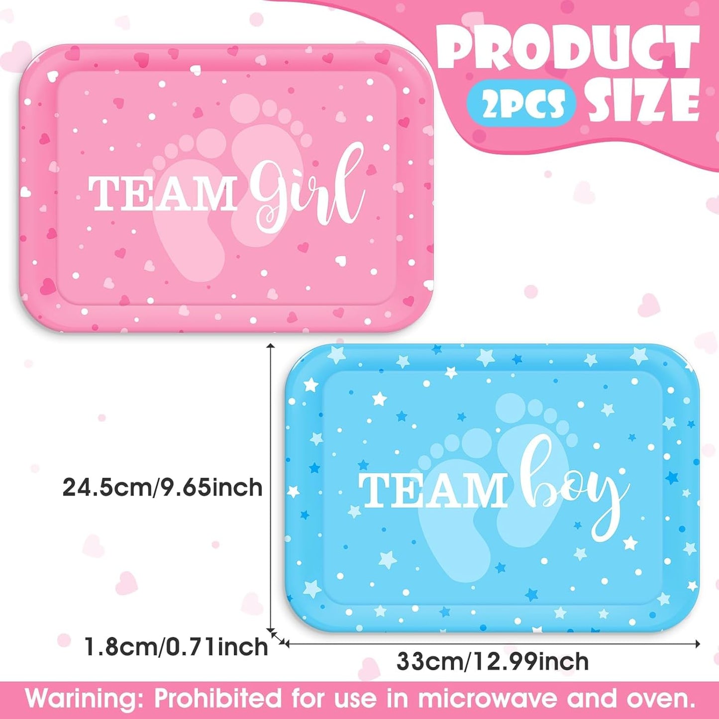 Gender Reveal Vegetable Plates - 2 PCS 13Inch Gender Reveal Decorations Tray,Blue and Pink Baby Shower Decoration Tray for Gender Reveal Newborn Birthday Party Supplies
