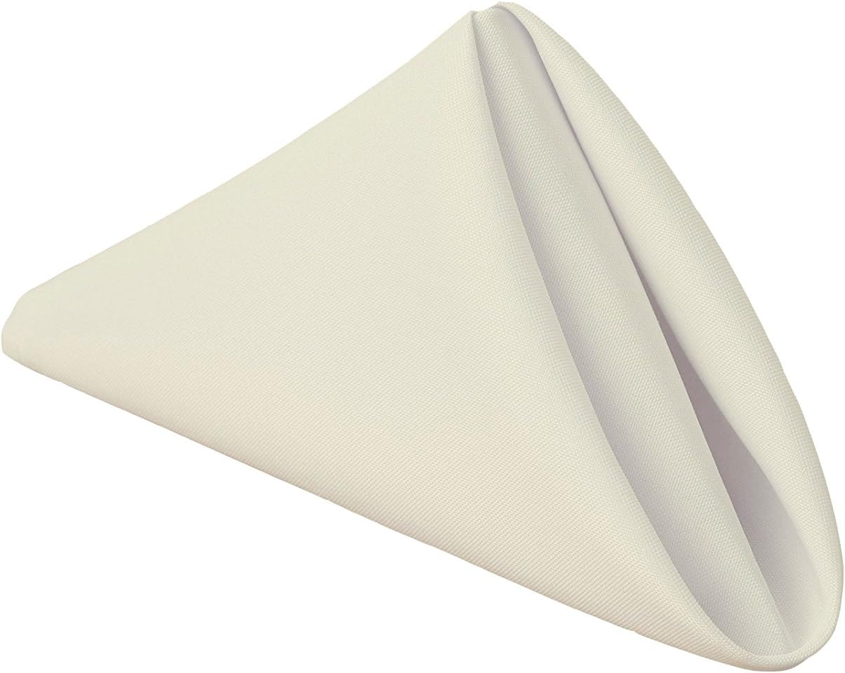 Gee Di Moda Cloth Napkins - 17 x 17 Inch Ivory Dinner Napkins - Set of 12 Soft & Absorbent Washable Fabric Cloth Table Napkins with Hemmed Edges for Hotel Restaurant, Holiday Parties & Wedding