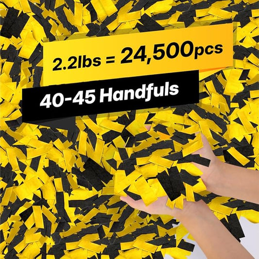 BLACK & GOLD Confetti Paper - BULK 2.2lbs | 1kg, Biodegradable Tissue Paper, Rainbow Light Weight, Non-Staining Paper, for Events, Crafts, Decorations