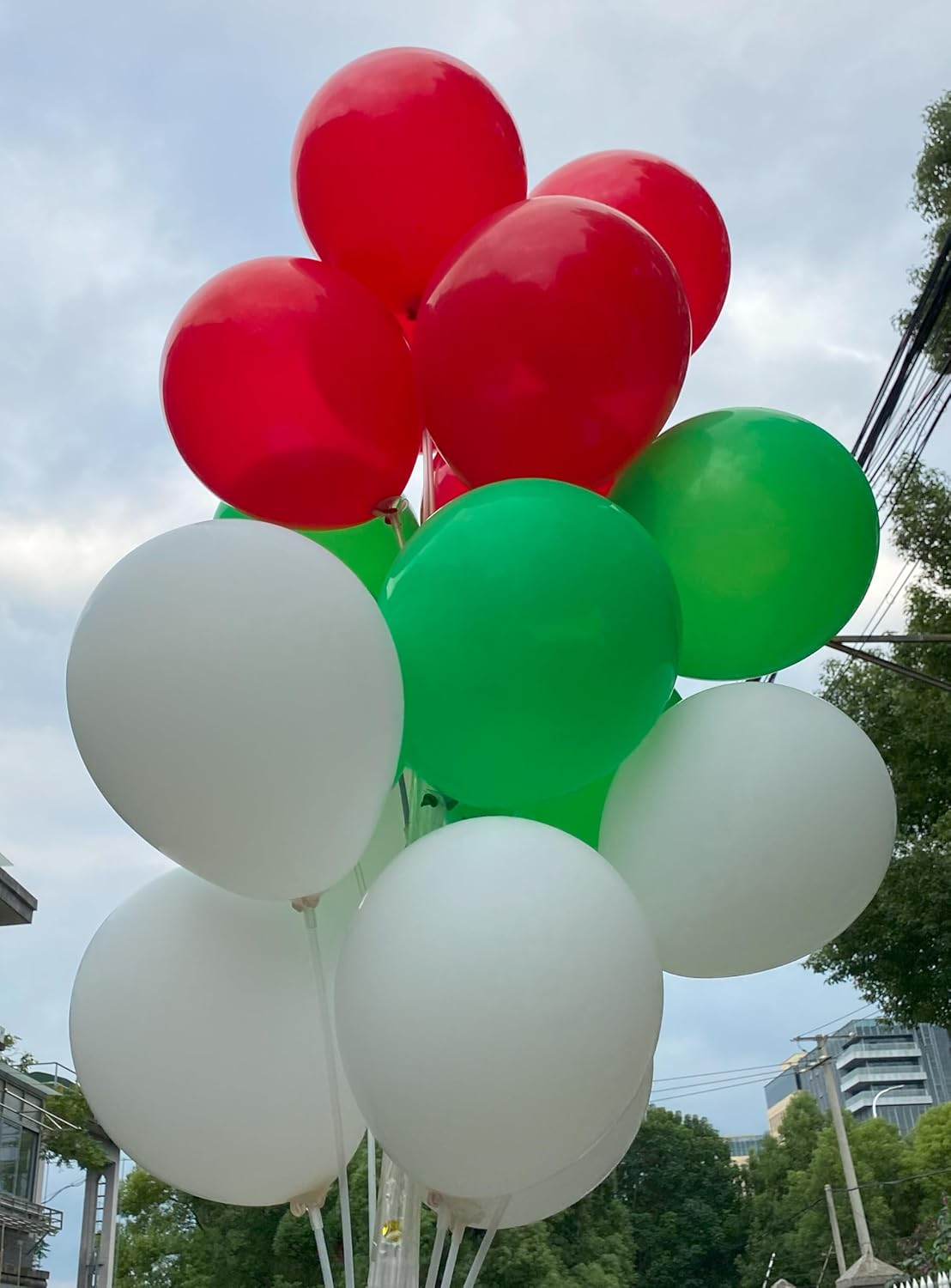 60 Pcs 12-Inch Latex Balloons in Red, Green, and White - Perfect for Christmas, New Year,Graduation, Birthday, Baby Shower, and Party Decorations