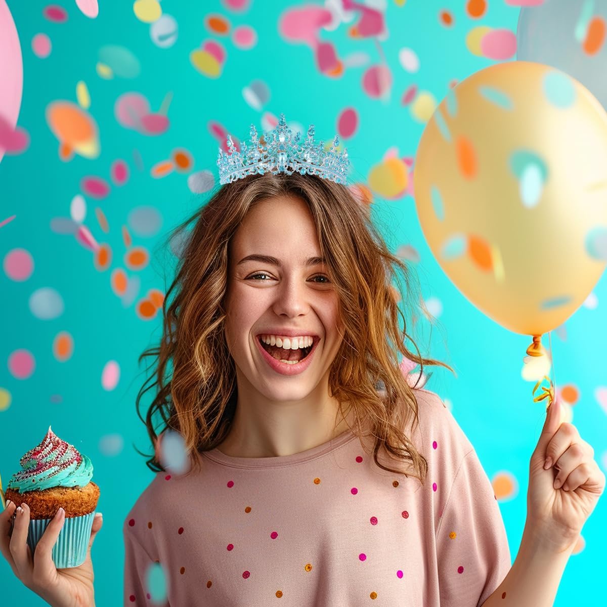 Birtthday Tiara Crown with Sash for Women Birthday Queen Party