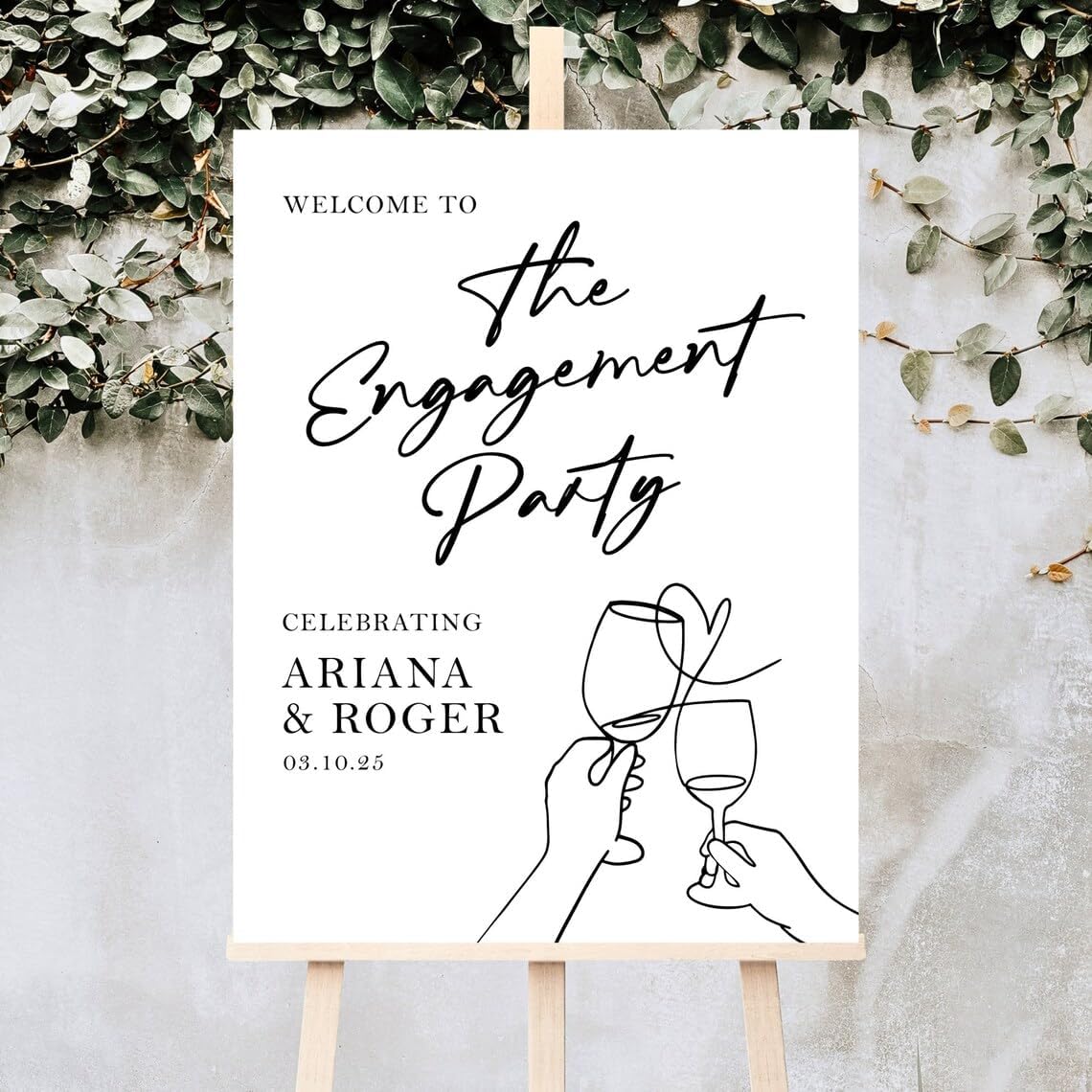 Engagement Party Welcome Sign, Cheers Engagement Welcome Sign, Modern Minimalist Party Sign