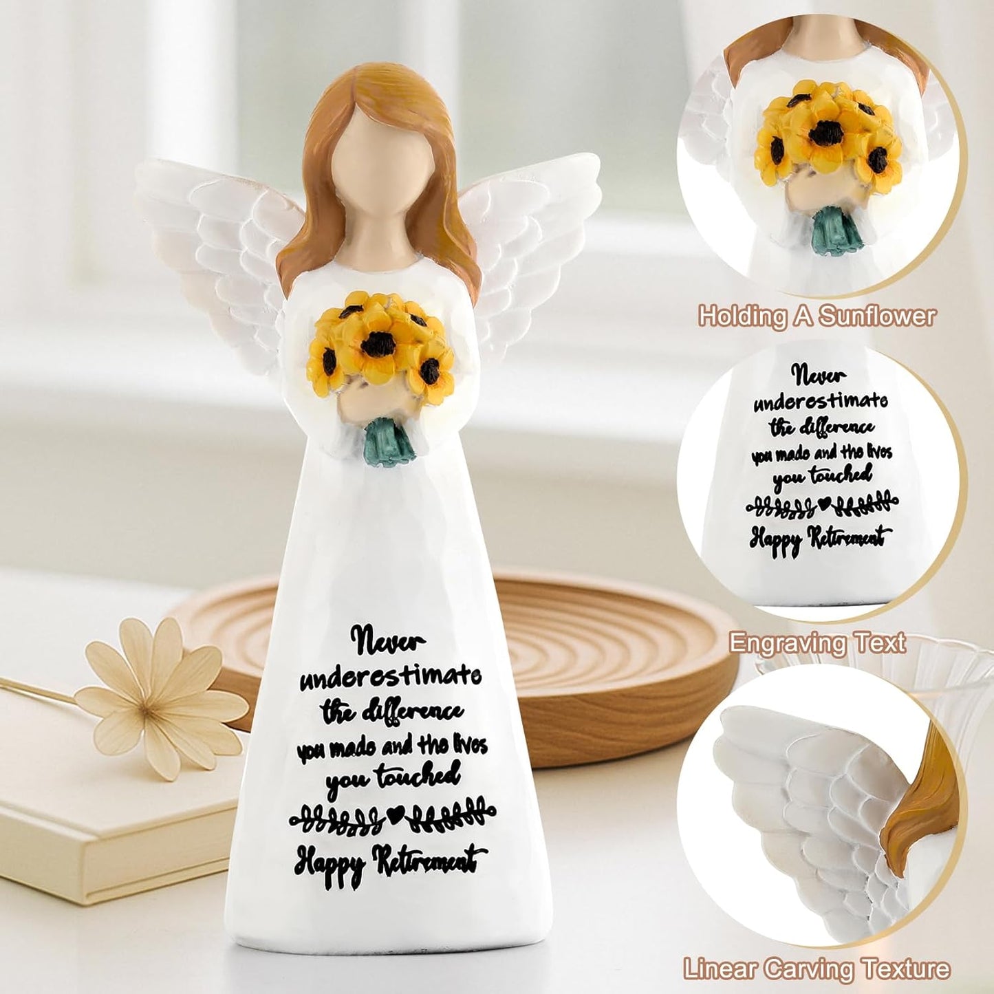Retirement Gift for Woman 2025, Happy Retirement Gift for Woman Coworker Teacher Nurses Doctors Friends, 6" Retired Angel Figurine Party Decorations