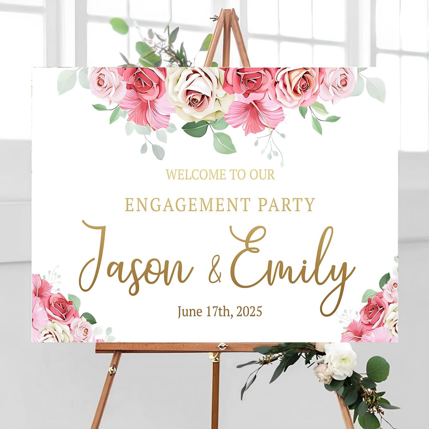 Engagement Signs - Engagement Party Invitation, Rustic Style, Full Size, Plastic Material, 12x18 inches