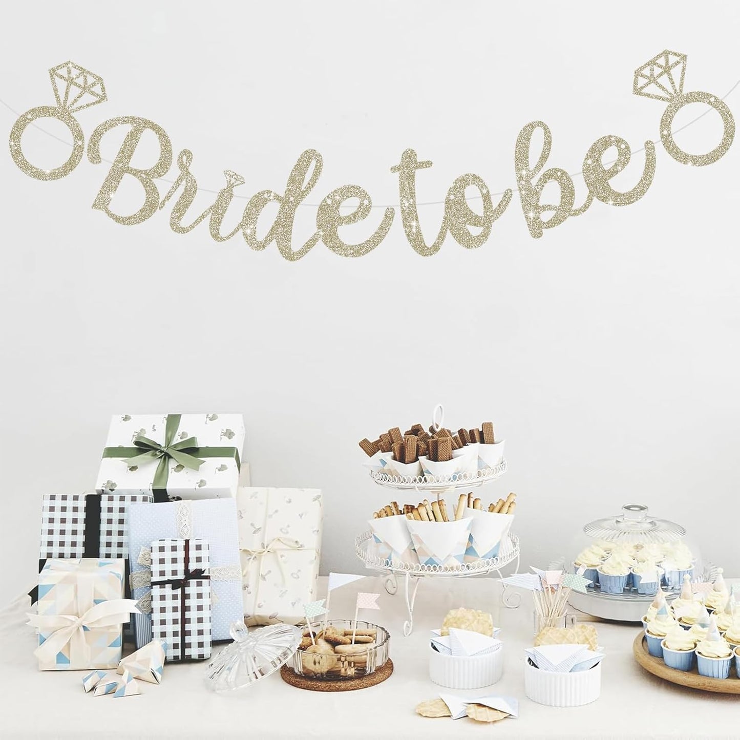 Glitter Champagne Bride to Be Banner,Pre-Strung Bridal Shower Sign Garland,Bachelorette Party Decoration Wedding Shower Party Supplies(No DIY)