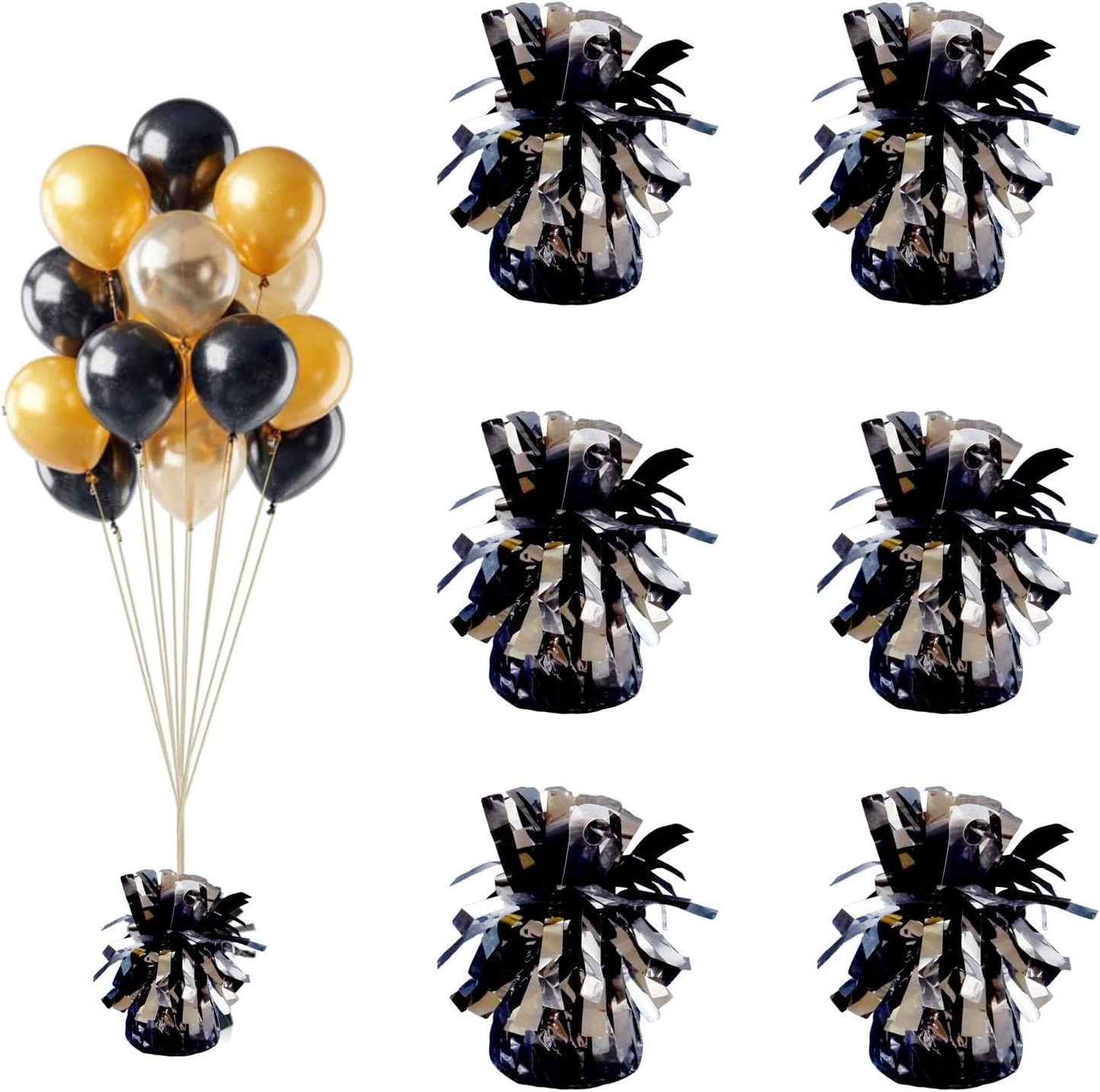 balloon weights are perfect for parties, birthdays, weddings. Each pack includes 6PCS durable weights that easily decorate balloons and elevate any celebration. (Black)