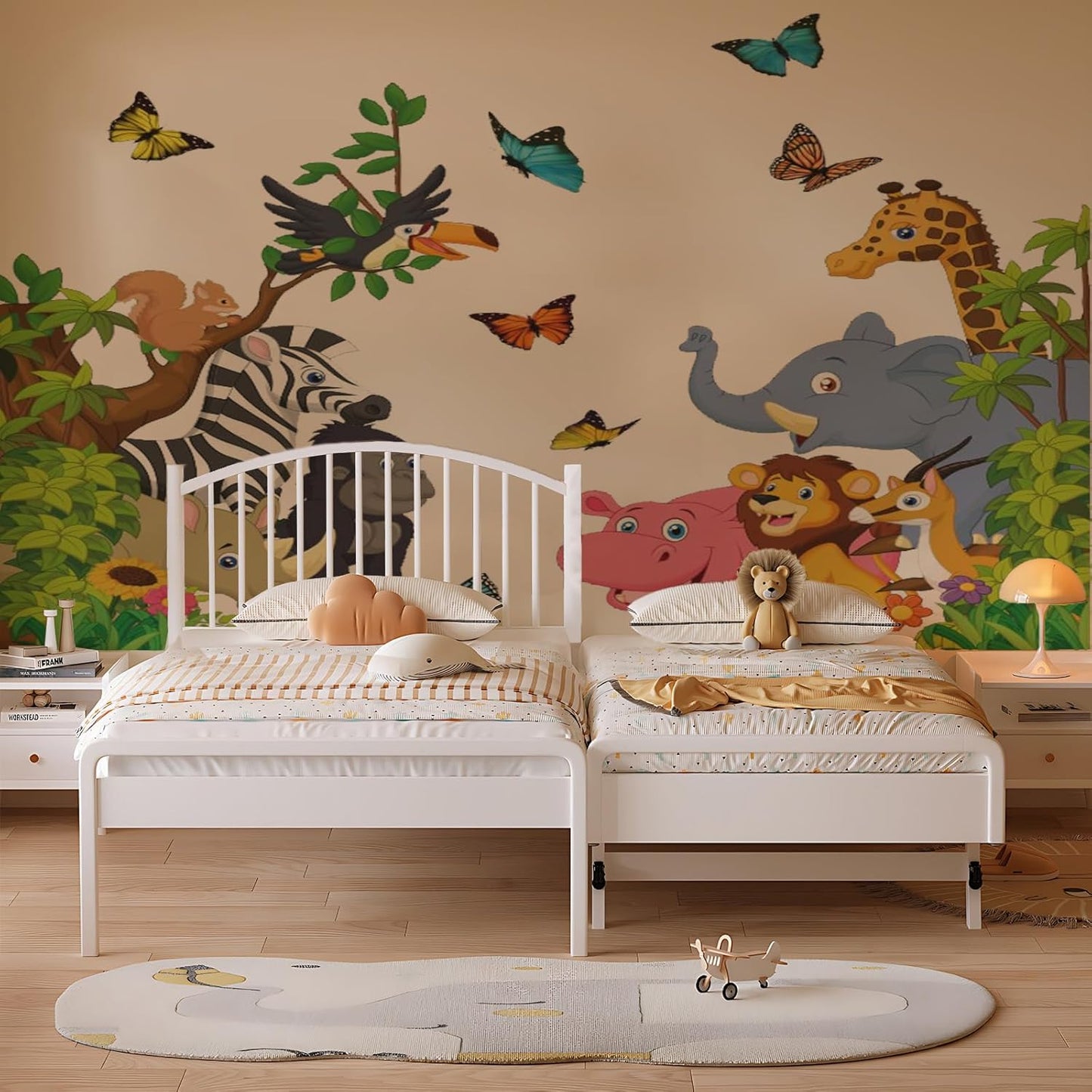 Jungle Zoo Wall Stickers Kids Room Living Room Wall Decor, Playroom Bedroom Classroom Kindergarten Designs
