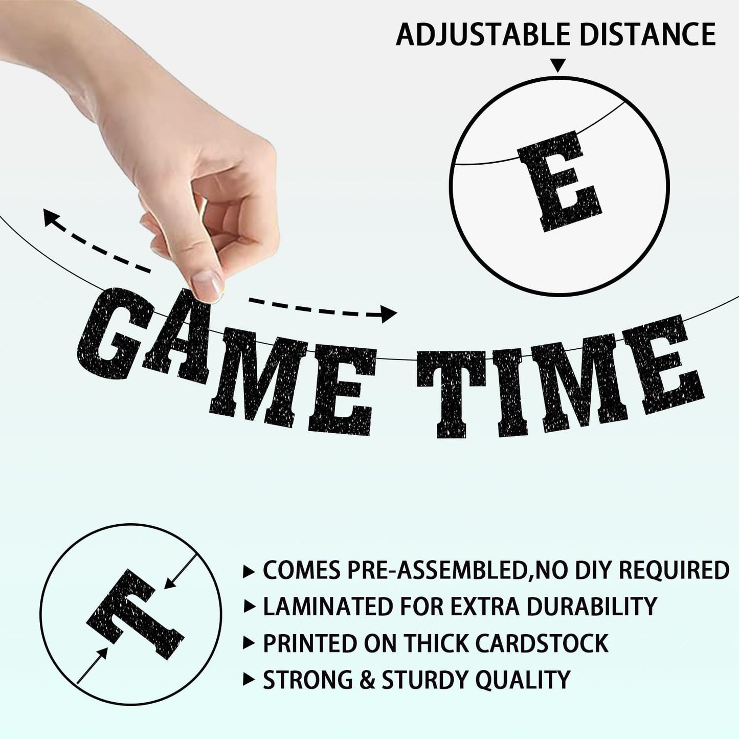Game Time Touch Down Football Banner - Pre-Strung 9.8ft Strands Football Party Decorations for Birthday Parties