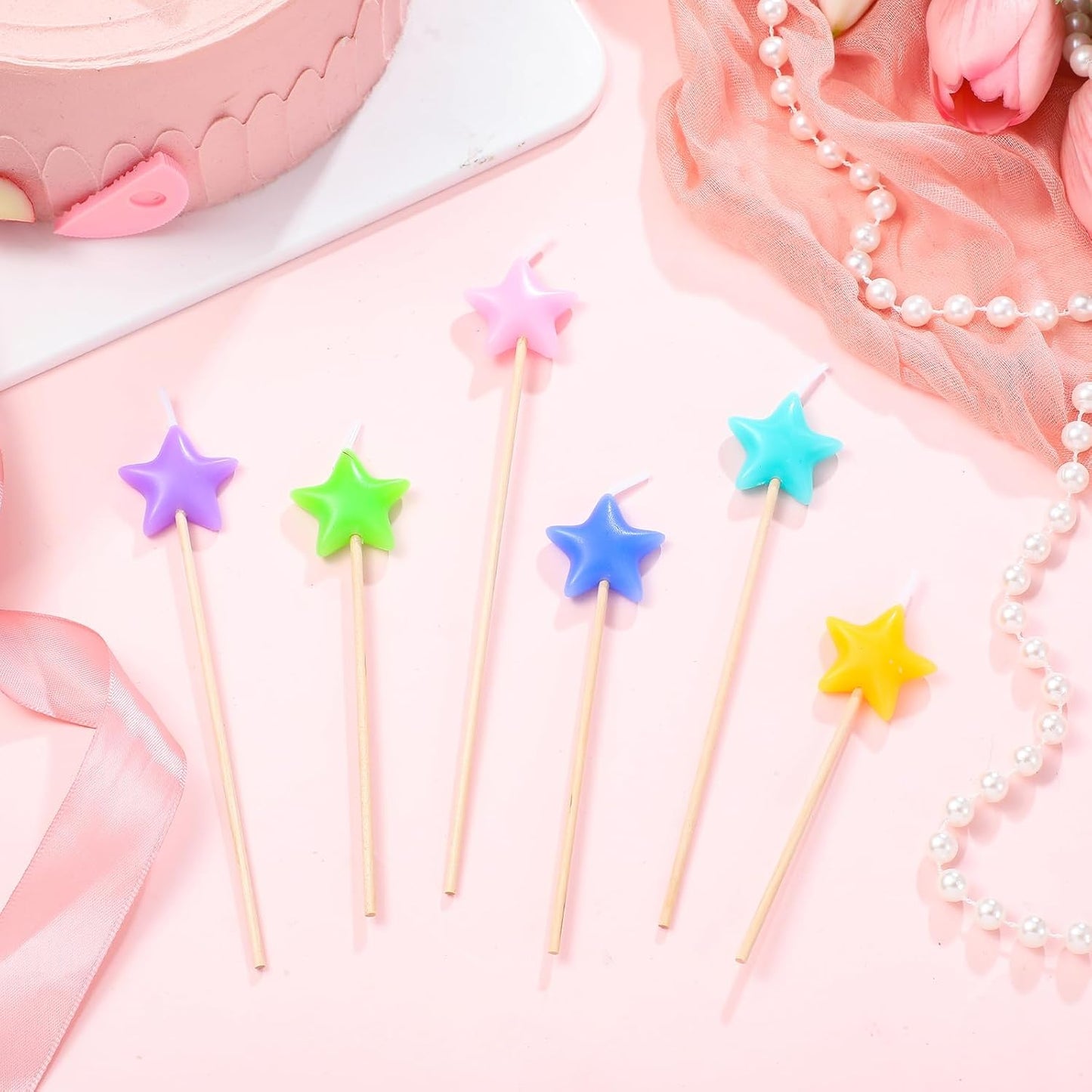 16 Pack Star Candles for Cake Birthday Star Shaped Sparkler Candles Stereo Cake Topper Decorations for Birthday Party Supplies(Colorful)