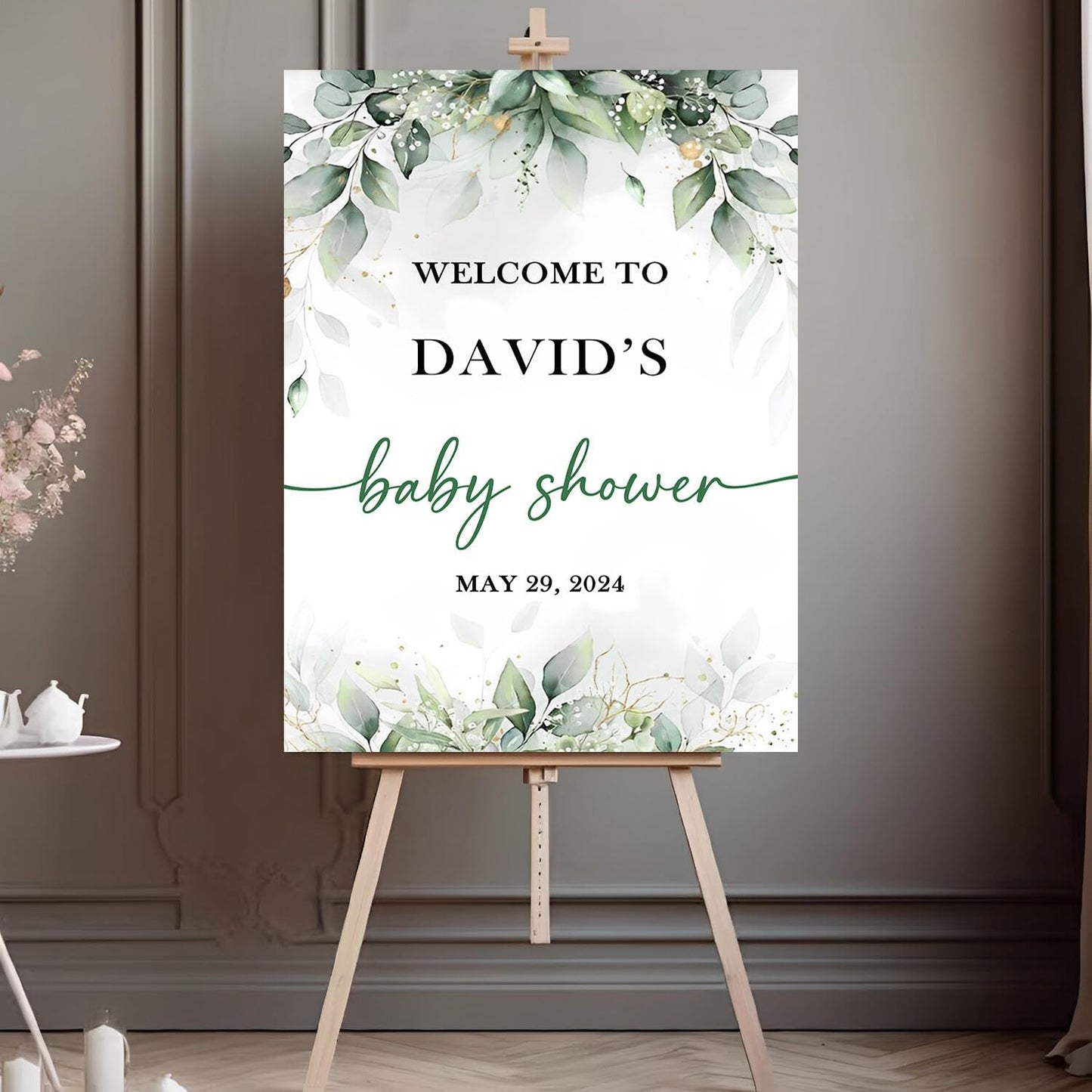 Editable Greenery Baby Shower Welcome Sign, Greenery Baby Shower Sign, Baby Shower Decorations, Greenery Baby Shower Decoration, Baby Shower Sign, Plastic Sign Full Size