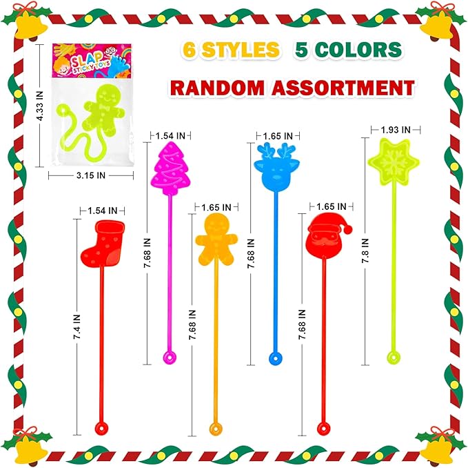 100 PCS Bulk Holiday Sticky Hands Toys Gifts for Toddlers, Valentines Party Favors Supplies Goodie Treat Bag Stuffers Fillers for Kids, Winter School Classroom Carnival Birthday Giveaways for Students