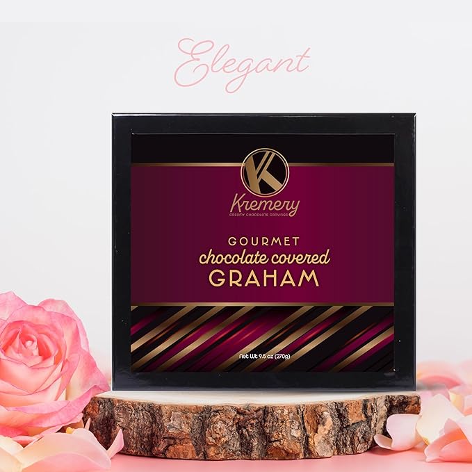 KREMERY Creamy Chocolate Cravings - Halloween Treats For Adults Chocolate Covered Graham Crackers Cookies Gift Basket, in Sectional Gift Box (9 Grahams, Assorted Sweet Toppings) Holiday Xmas Christmas