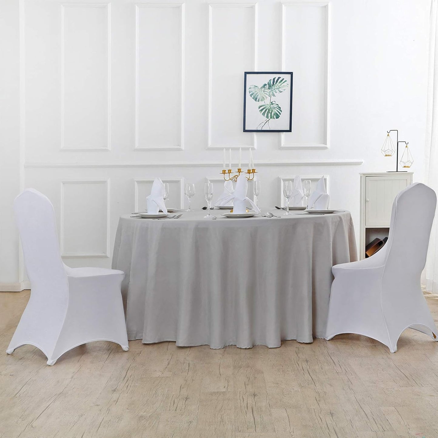 Cupuamon 120 inch Round Tablecloth Washable Polyester Table Cloth Decorative Table Cover for Wedding Party Dining Banquet（120 inch,Silver）