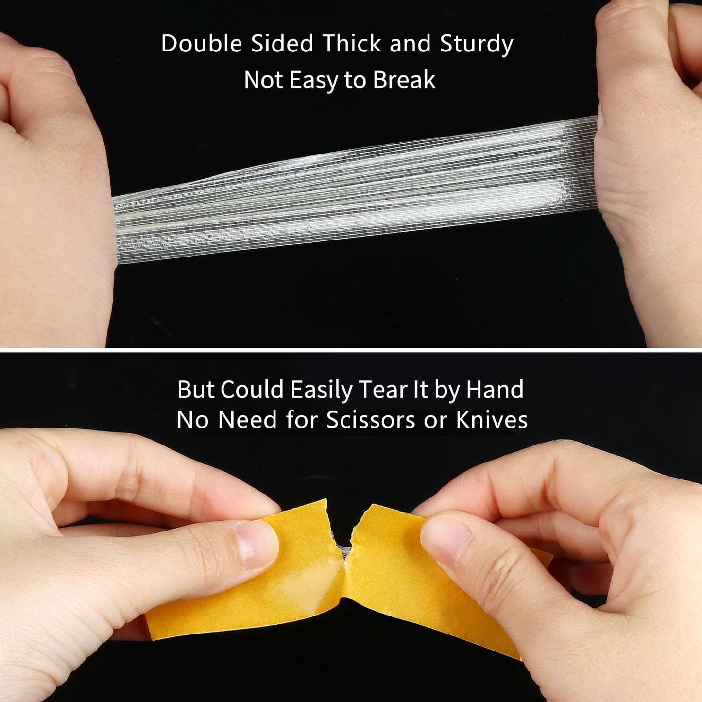 2 Pack Double Sided Tape Heavy Duty Strong Wall Adhesive with Fiberglass Mesh, Super Sticky Resistente Clear Tape, Easy Use Mounting Tape 2.2inX33FT