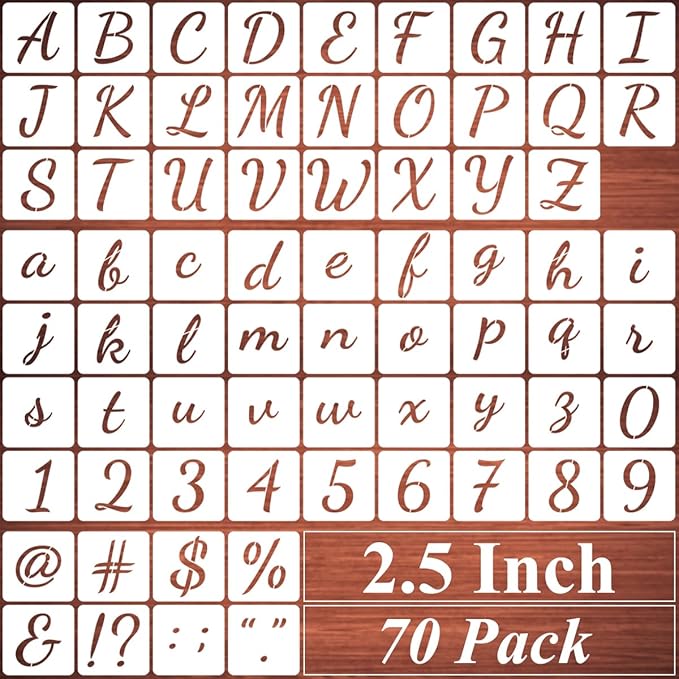 2.5 Inch Alphabet Letter Stencils for Painting - 70 Pack Letters and Numbers Stencil Templates with Signs for Painting on Wood, Reusable Number and Letter Stencils for Chalkboard Wood Signs & Wall Art