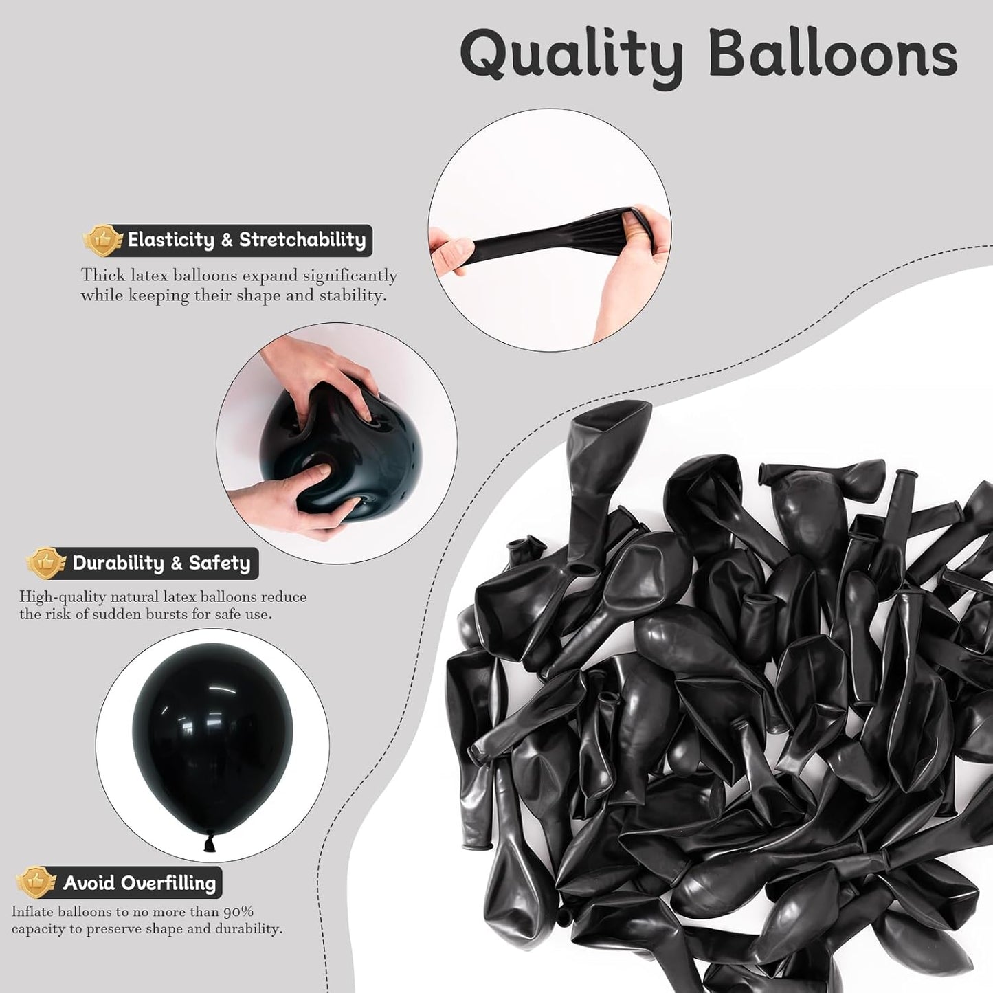 Black Balloons, 60 PCS Black Balloons 12 inch Latex Balloon for Birthday Party Decoration, Wedding, Baby Shower, Anniversary, Holiday Decoration and Balloon Garland