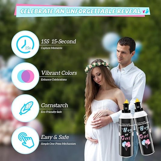 Gender Reveal Fire Extinguisher 2 Pack Blue or Pink Smoke for Boy or Girl Reveal Party Gender Reveal Extinguishers 100% Biodegradable Colored Powder for Baby Gender Reveal Ideas Party Decorations