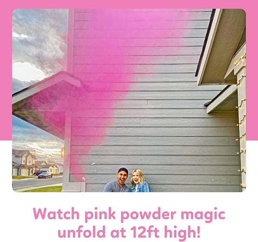 Pink Powder Cannons Smoke Bombs Biodegradable Poppers | 2 Pack | Launch up to 25 ft | 12 inch | Decorations For Photoshoots, Gender Reveal, Celebrations, Festivals, and Parties | TUR Party Supplies