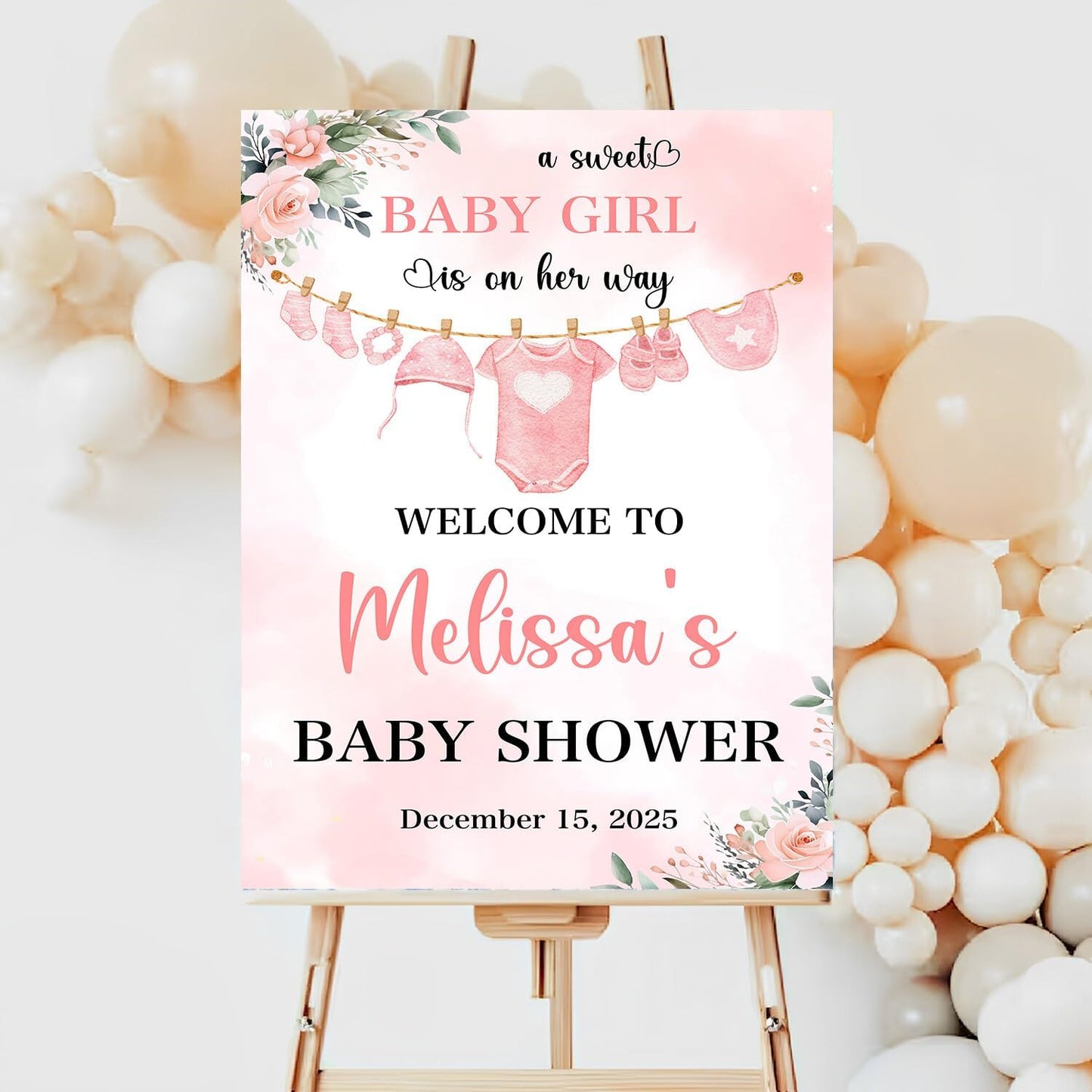 Custom Baby Shower Yard Sign For Girl, Girl Baby Clothes Baby Shower Welcome Sign, Pink Baby Shower Welcome Sign, Sweet Baby Girl Baby Shower Address Sign, Pink Baby Shower Decorations
