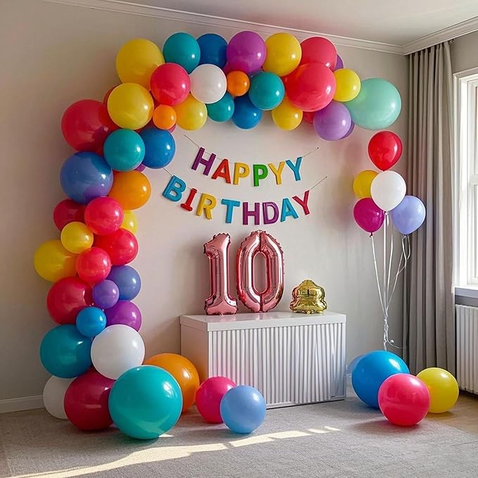 36 Inch Large Balloons Bulk, 10pcs Giant Birthday Balloons Assorted Colors, Latex Ballons, Happy Birthday Decorations, globos grandes para decoracion, Large Baloons for Rainbow Party Decorations