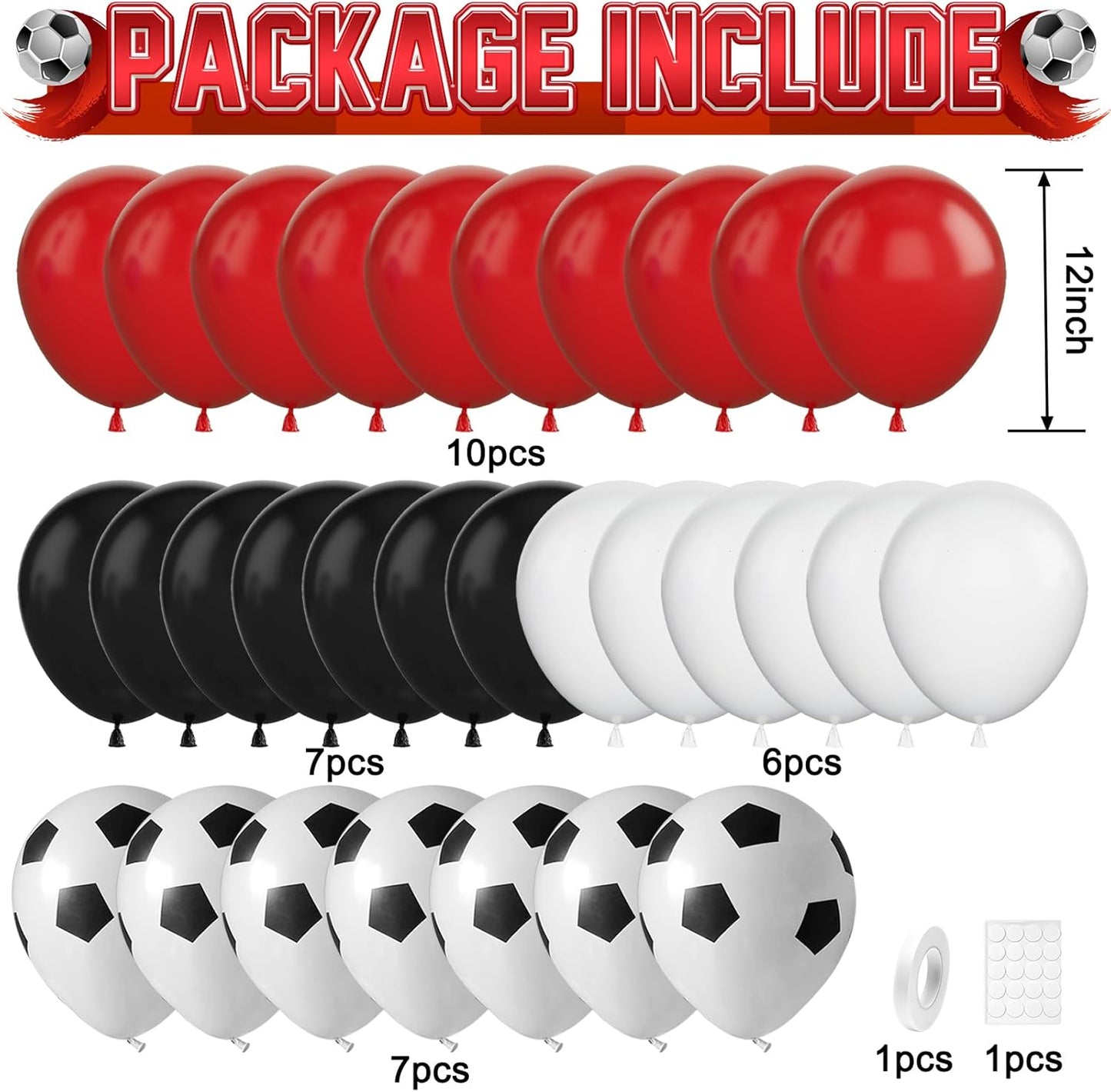 30pcs Soccer Balloon Red Black,Soccer Print Balloon Set,Football Party Birthday Decorations,12 Inch Football Latex Balloon for Boys Kids Football Football Sport Theme Party Decorations