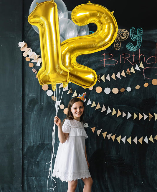 Smlpuame 40 inch Number Balloon 0-9 Gold Large Number 21 Balloons,Digital Balloons for Birthday Party Celebration Decorations Supplies, Helium Foil Number Balloons for Wedding Anniversary