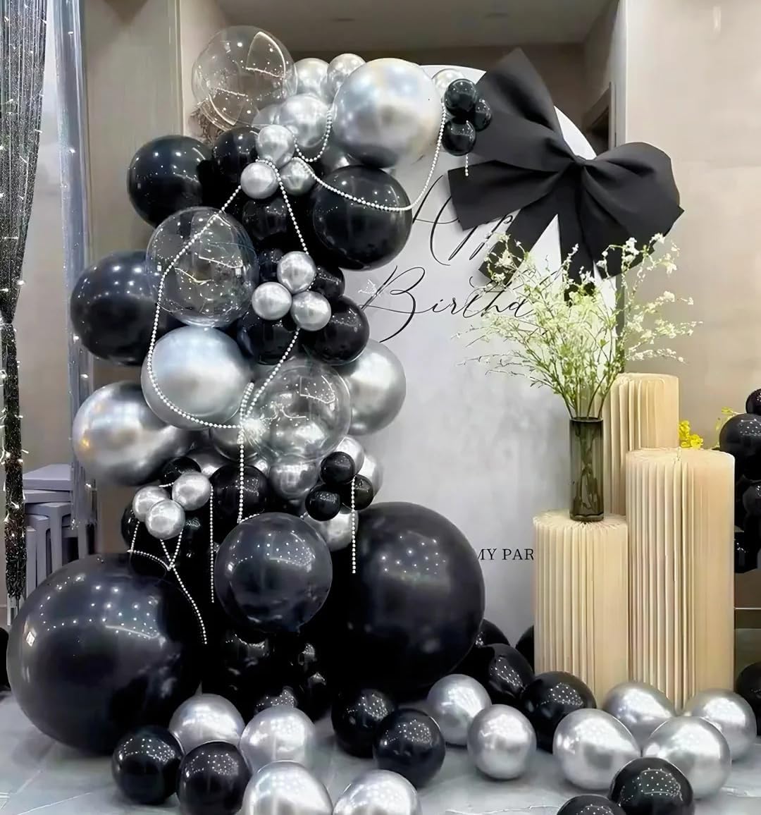 AZOWA 24 Inch Black Balloon 10 Large Latex Balloons for Party Wedding Birthday Baby Shower Decoration (Black, 10 Pcs)