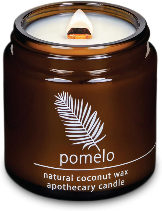 Hemlock Park Crackling Wood Wick Candle Handcrafted with Natural Coconut Wax (Small 4 oz, Pomelo Citrus)