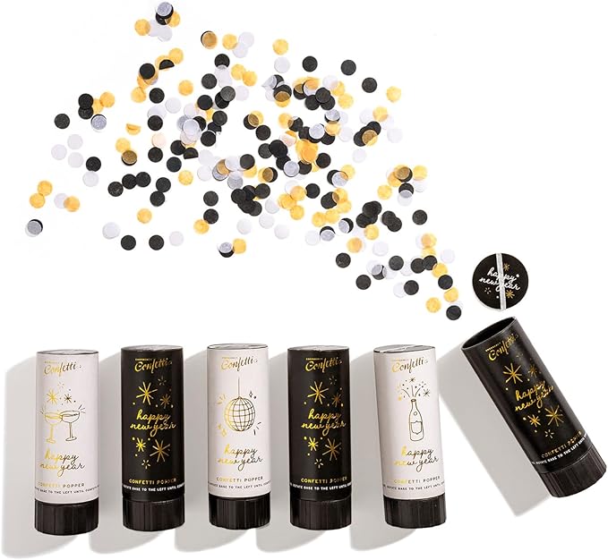 Cue the Confetti New Years Box (6 Confetti Poppers) – Biodegradable Confetti Party Poppers for ringing in the New Year!