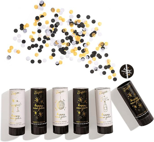 Cue the Confetti New Years Box (6 Confetti Poppers) – Biodegradable Confetti Party Poppers for ringing in the New Year!