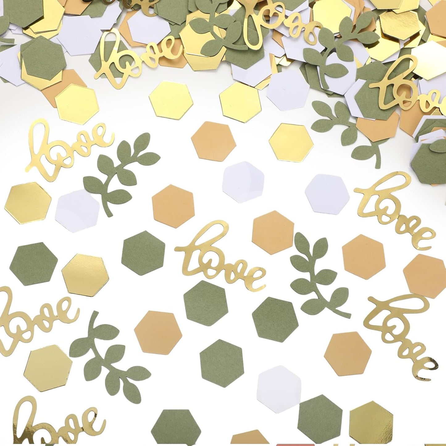 500 Pcs Greenery Wedding Table Confetti, Boho Love Theme Party Sage Green Table Scatter Confetti for Nature Theme Engagement Party Wedding Birthday Shower Party (Gold, Tea Green, Nude, White)