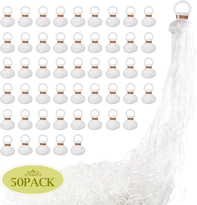 50pack No Mess Streamers,Romantic White Confetti Poppers for Wedding Toss,Hand Throw Party Poppers For Engagement Birthday Party,Graduation,Christmas,New year Celebrations(White,50pcs)